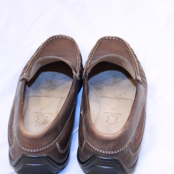 ECCO Size 43 (US 9-9.5) Brown Leather Classic Comfort Slip On Moc Toe Loafers